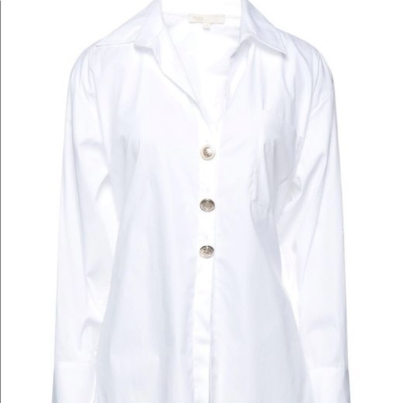 Maje NWT white shirt blouse drawstrings metal buttons - Picture 3 of 4